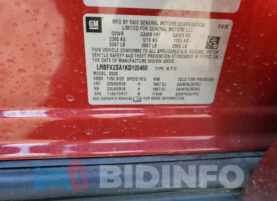 LRBFX2SA1KD105468 Photo# 12