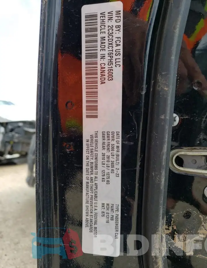 2C3CDXCT6PH516003 Photo# 12