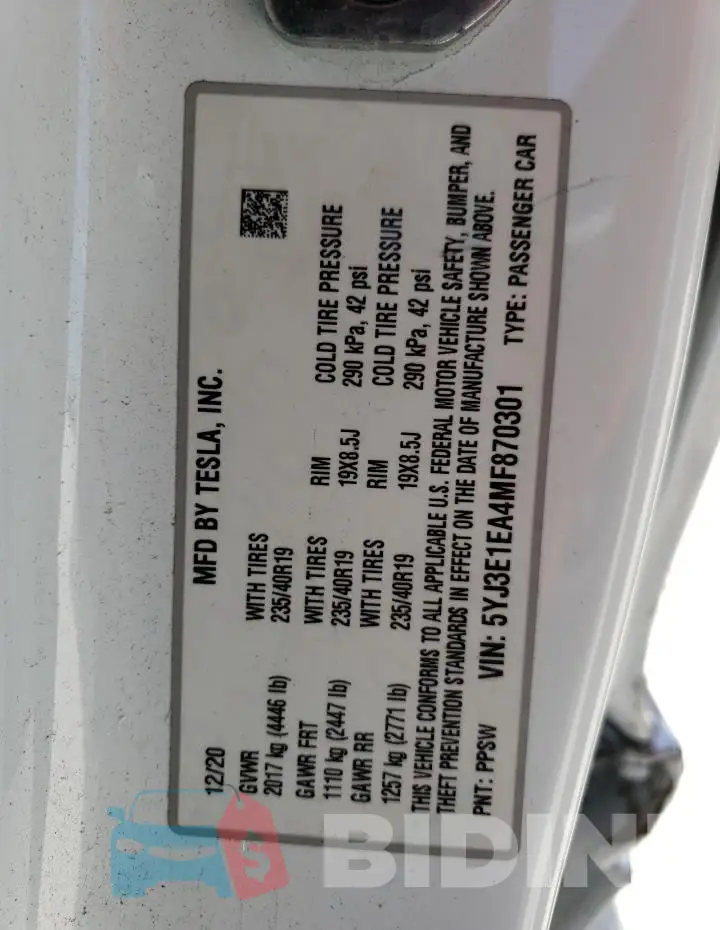 5YJ3E1EA4MF870301 Photo# 12
