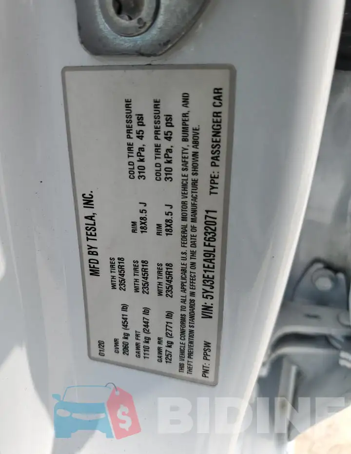 5YJ3E1EA9LF632071 Photo# 12