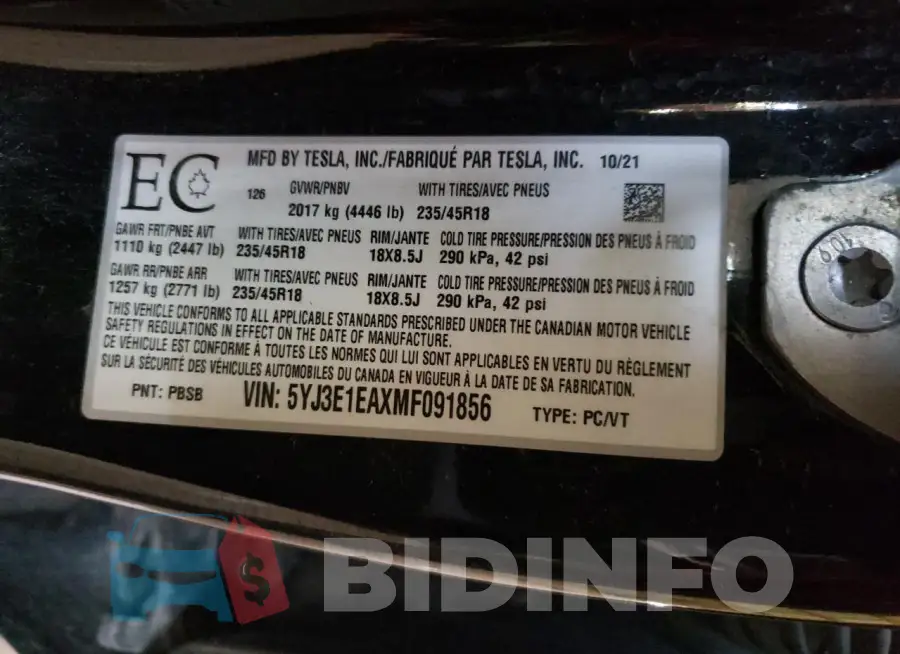 5YJ3E1EAXMF091856 Photo# 12