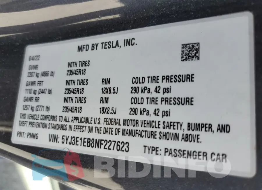 5YJ3E1EB8NF227623 Photo# 13