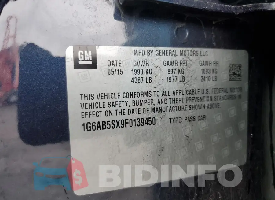 1G6AB5SX9F0139450 Photo# 12