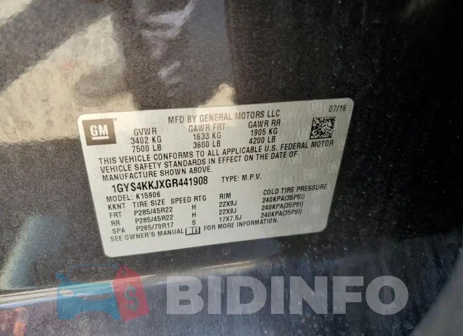 1GYS4KKJXGR441908 Photo# 13