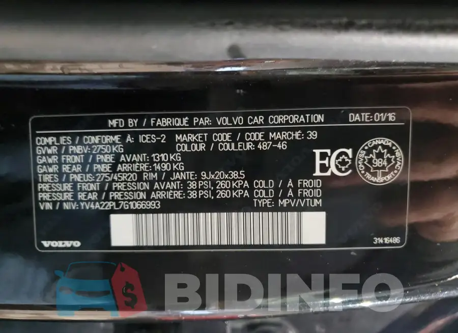 YV4A22PL7G1066993 Photo# 12