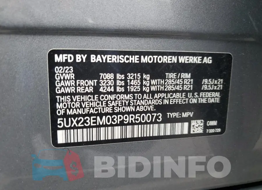 5UX23EM03P9R50073 Photo# 13