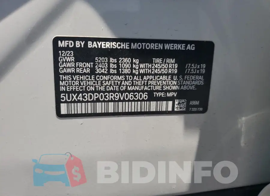 5UX43DP03R9V06306 Photo# 13