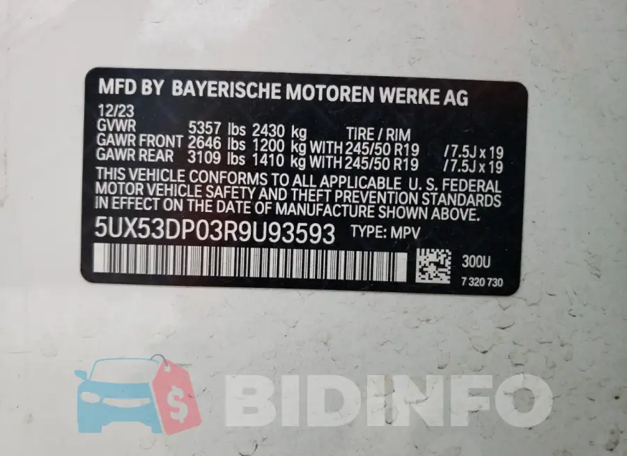 5UX53DP03R9U93593 Photo# 13