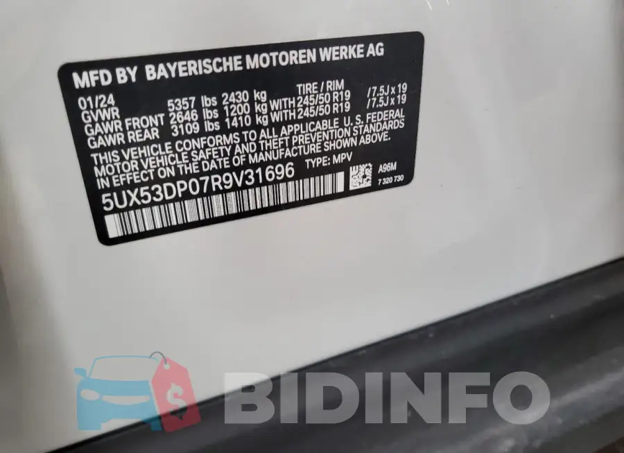 5UX53DP07R9V31696 Photo# 12