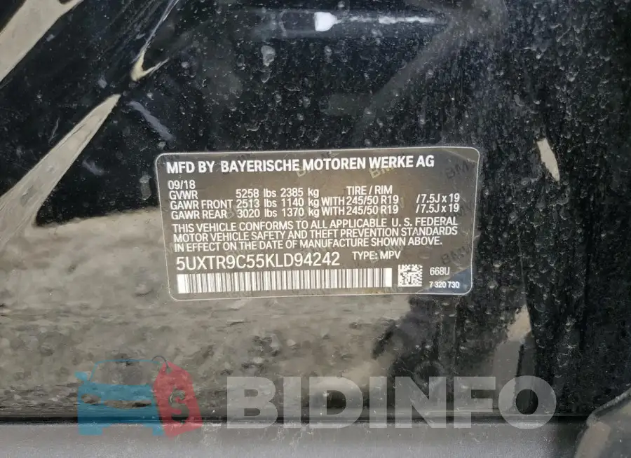 5UXTR9C55KLD94242 Photo# 12