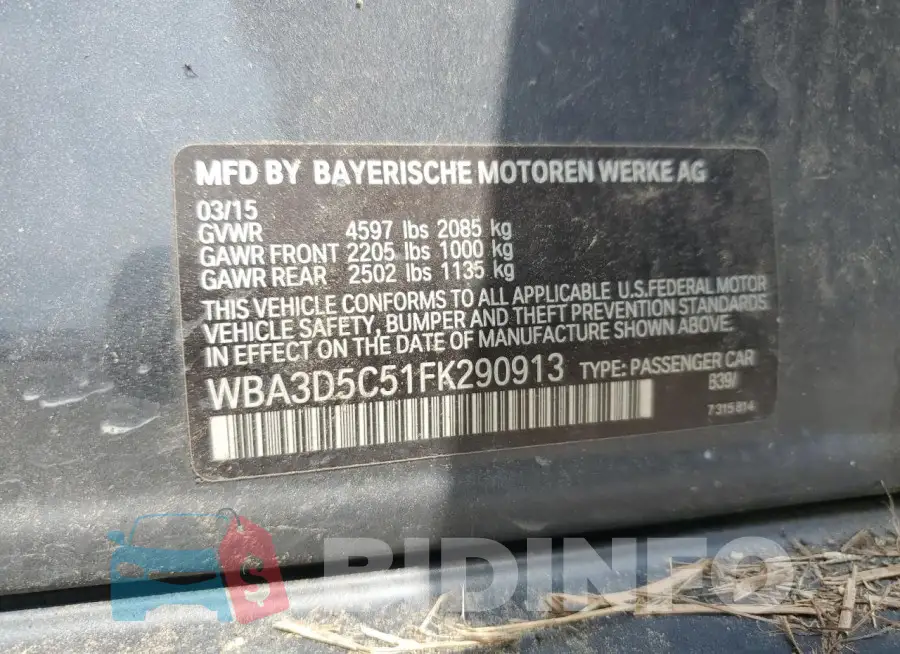 WBA3D5C51FK290913 Photo# 12