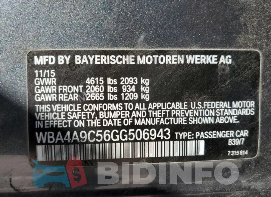 WBA4A9C56GG506943 Photo# 12