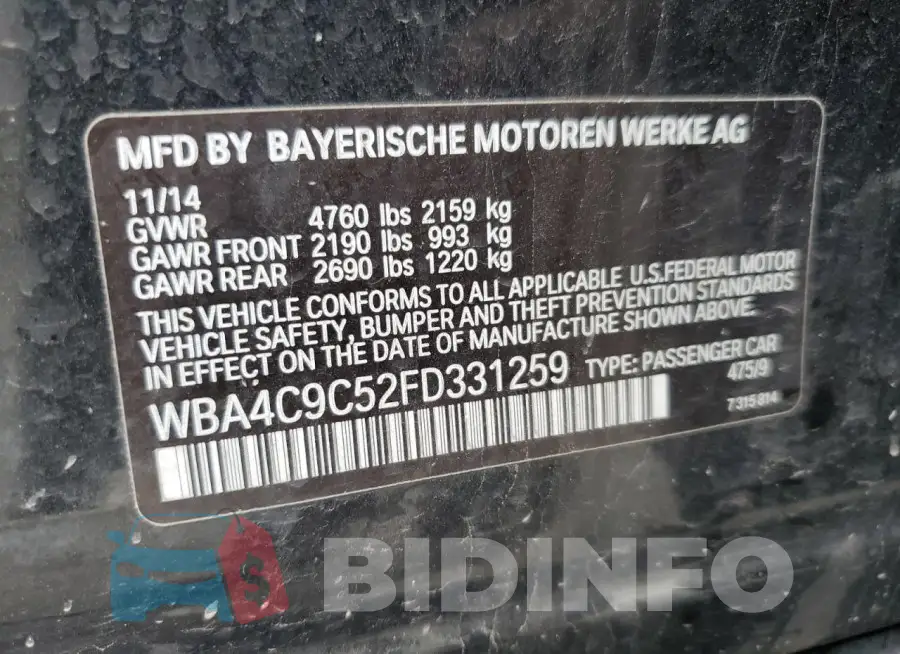 WBA4C9C52FD331259 Photo# 12