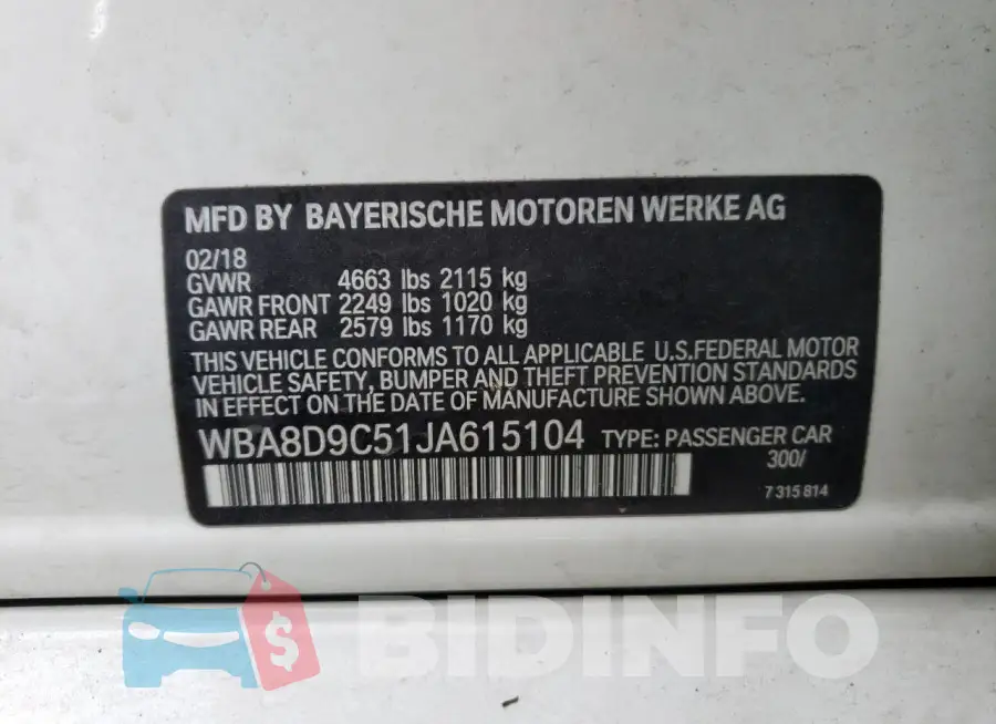WBA8D9C51JA615104 Photo# 12