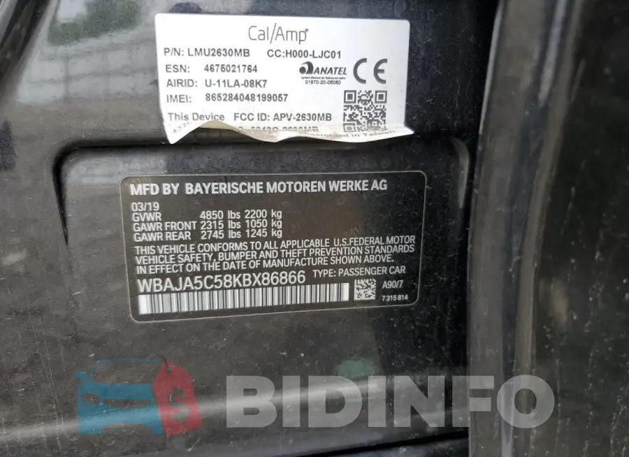 WBAJA5C58KBX86866 Photo# 12