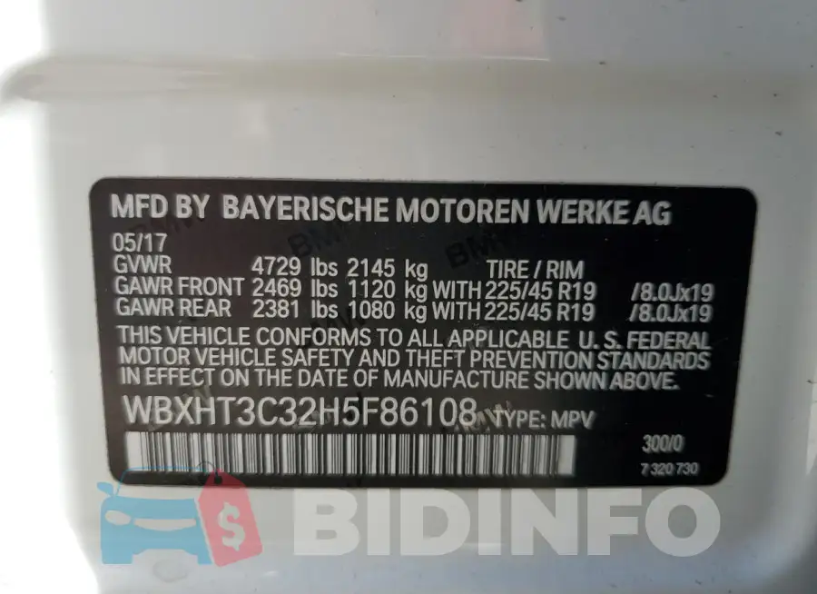 WBXHT3C32H5F86108 Photo# 14
