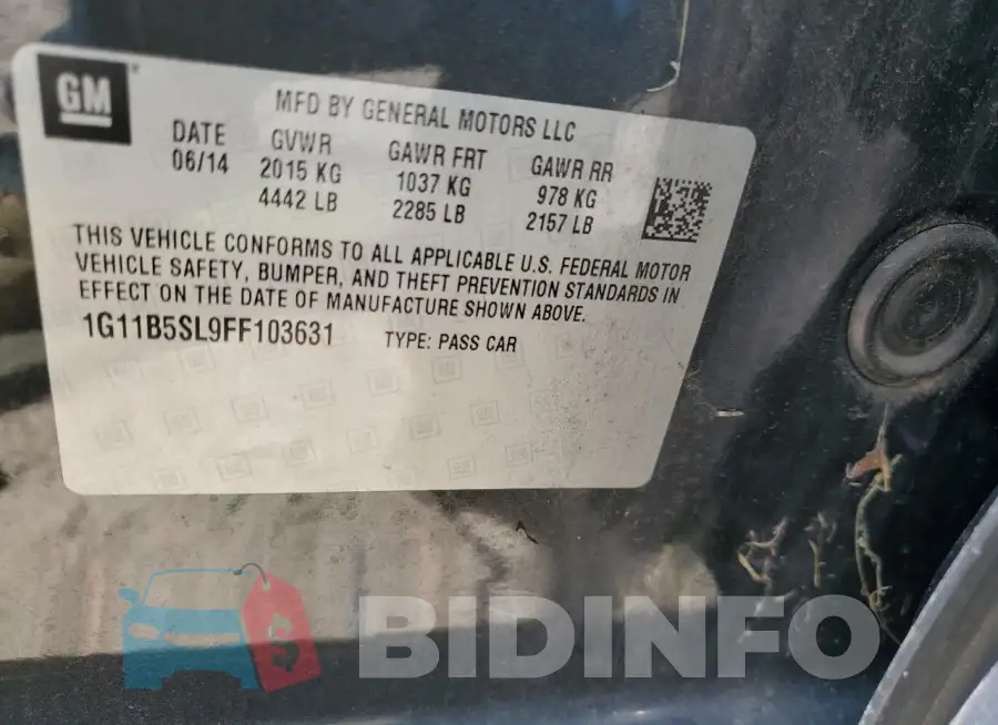 1G11B5SL9FF103631 Photo# 12