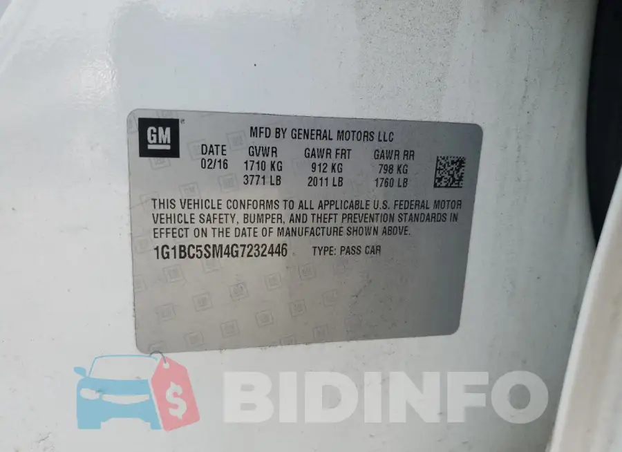 1G1BC5SM4G7232446 Photo# 12