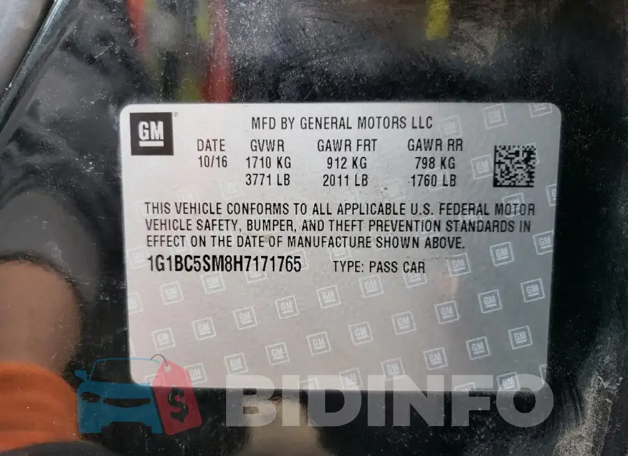 1G1BC5SM8H7171765 Photo# 12