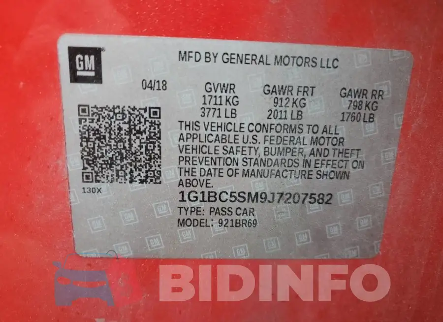1G1BC5SM9J7207582 Photo# 12