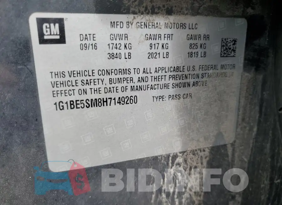 1G1BE5SM8H7149260 Photo# 13