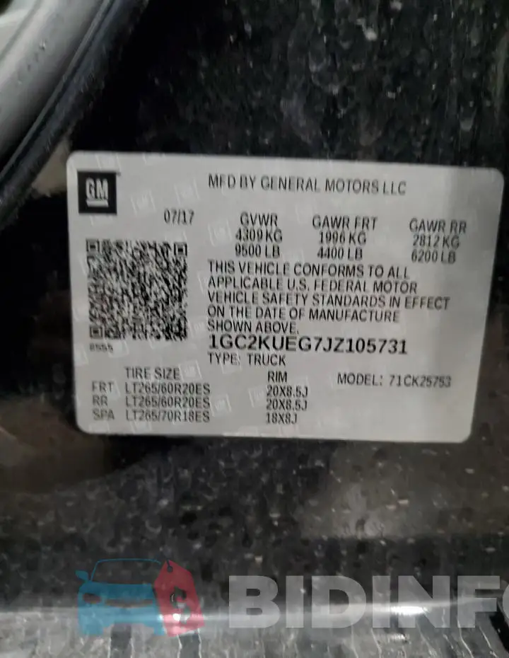 1GC2KUEG7JZ105731 Photo# 12