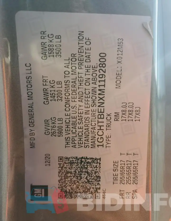 1GCHTBENXM1192800 Photo# 12