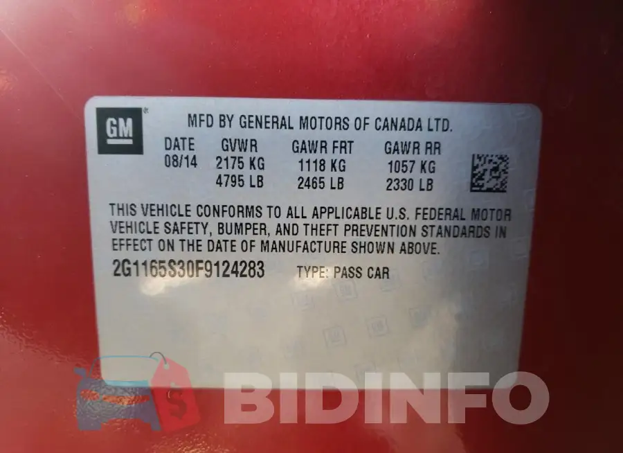 2G1165S30F9124283 Photo# 12