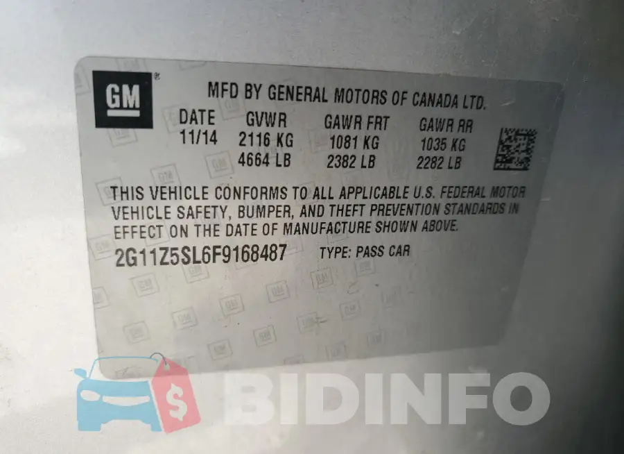 2G11Z5SL6F9168487 Photo# 12