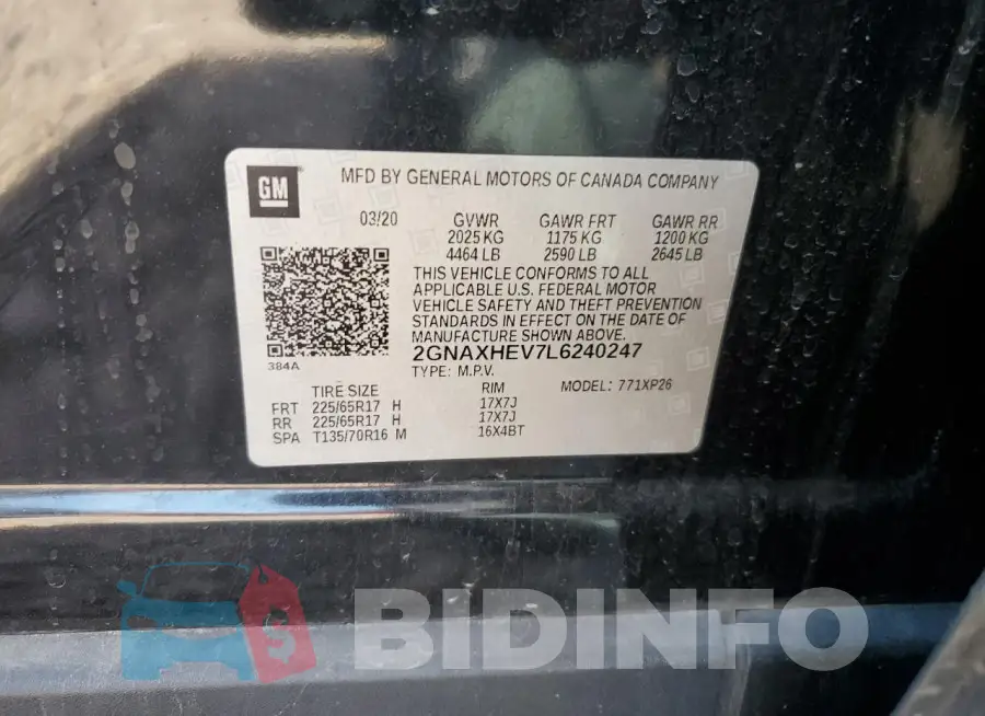 2GNAXHEV7L6240247 Photo# 12