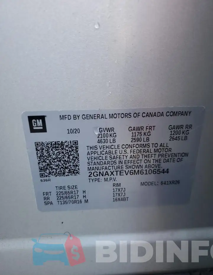 2GNAXTEV6M6106544 Photo# 13