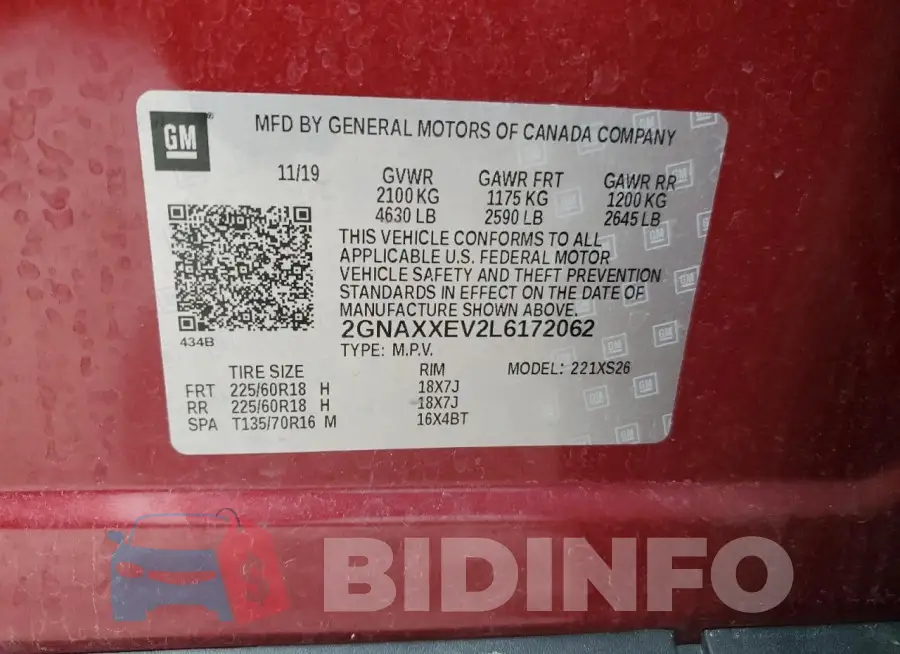 2GNAXXEV2L6172062 Photo# 12