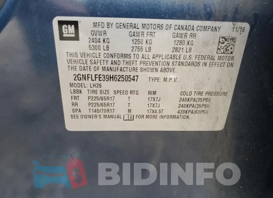 2GNFLFE39H6250547 Photo# 12