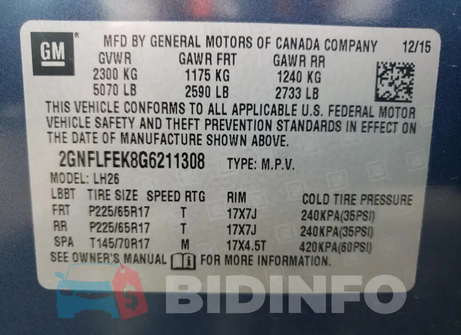 2GNFLFEK8G6211308 Photo# 14