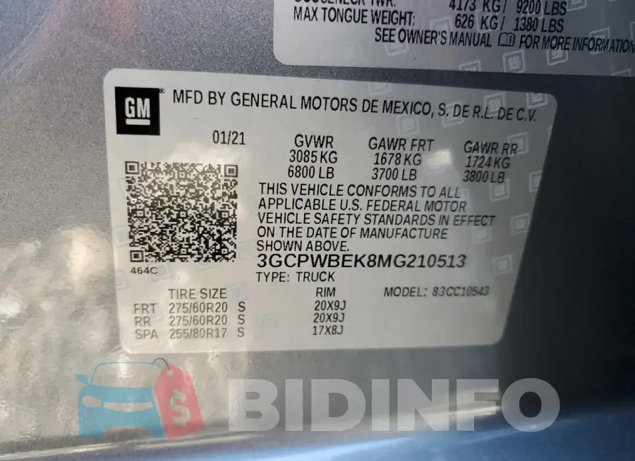 3GCPWBEK8MG210513 Photo# 12