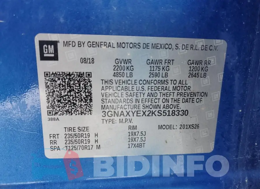 3GNAXYEX2KS518330 Photo# 13