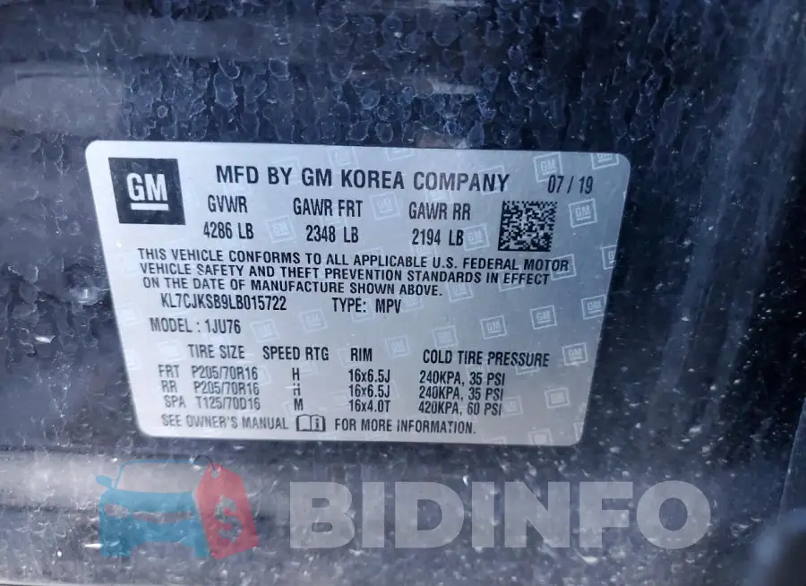 KL7CJKSB9LB015722 Photo# 12