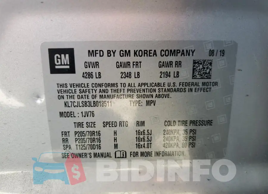 KL7CJLSB3LB018511 Photo# 12