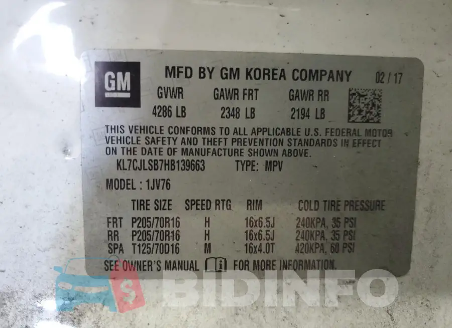 KL7CJLSB7HB139663 Photo# 12