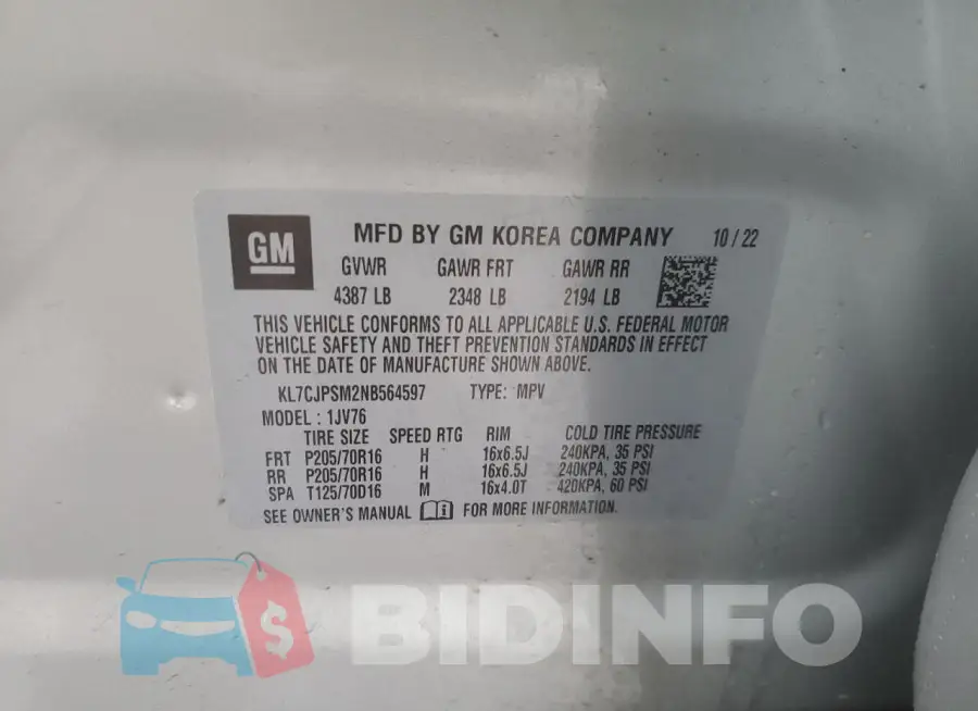 KL7CJPSM2NB564597 Photo# 12