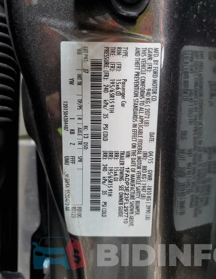 1FADP3E23FL297710 Photo# 12