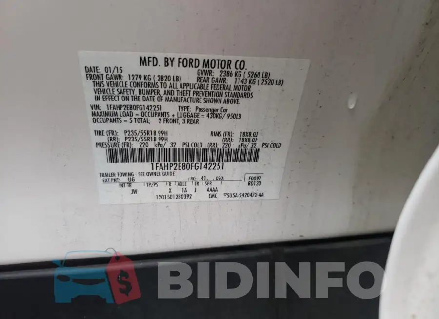 1FAHP2E80FG142251 Photo# 12