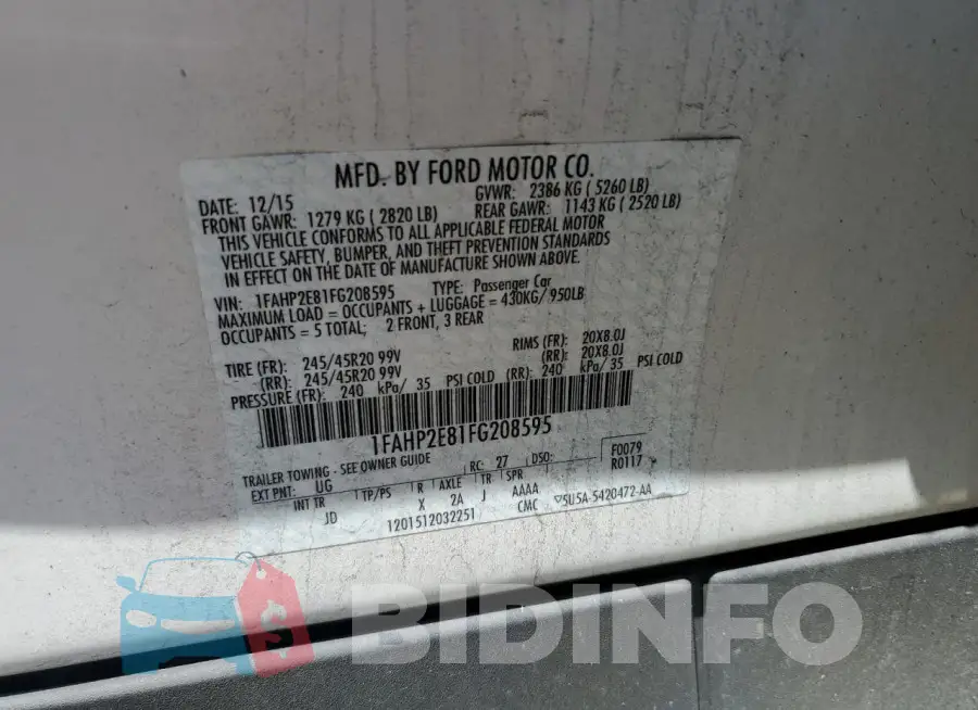1FAHP2E81FG208595 Photo# 12
