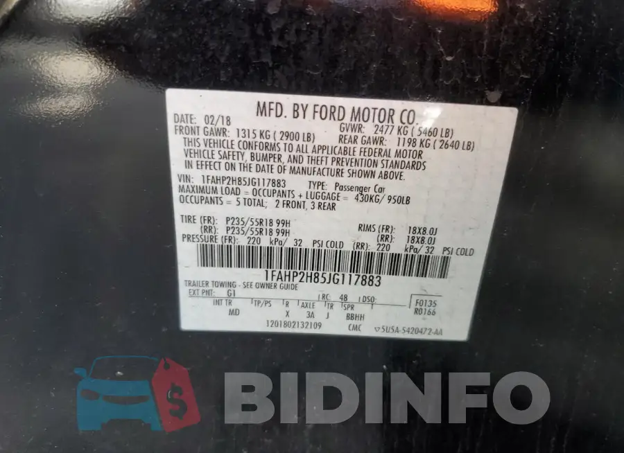 1FAHP2H85JG117883 Photo# 12