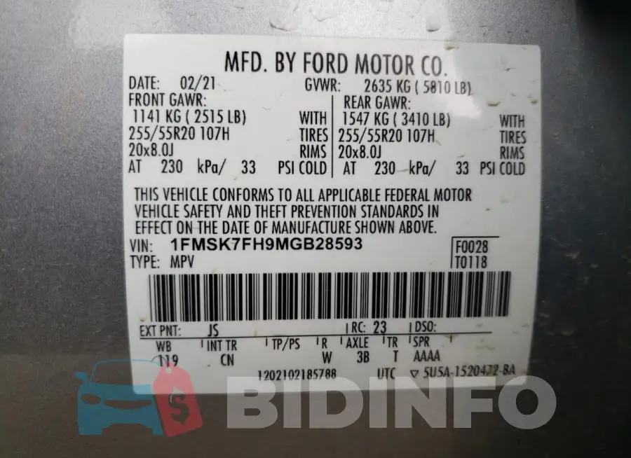1FMSK7FH9MGB28593 Photo# 13
