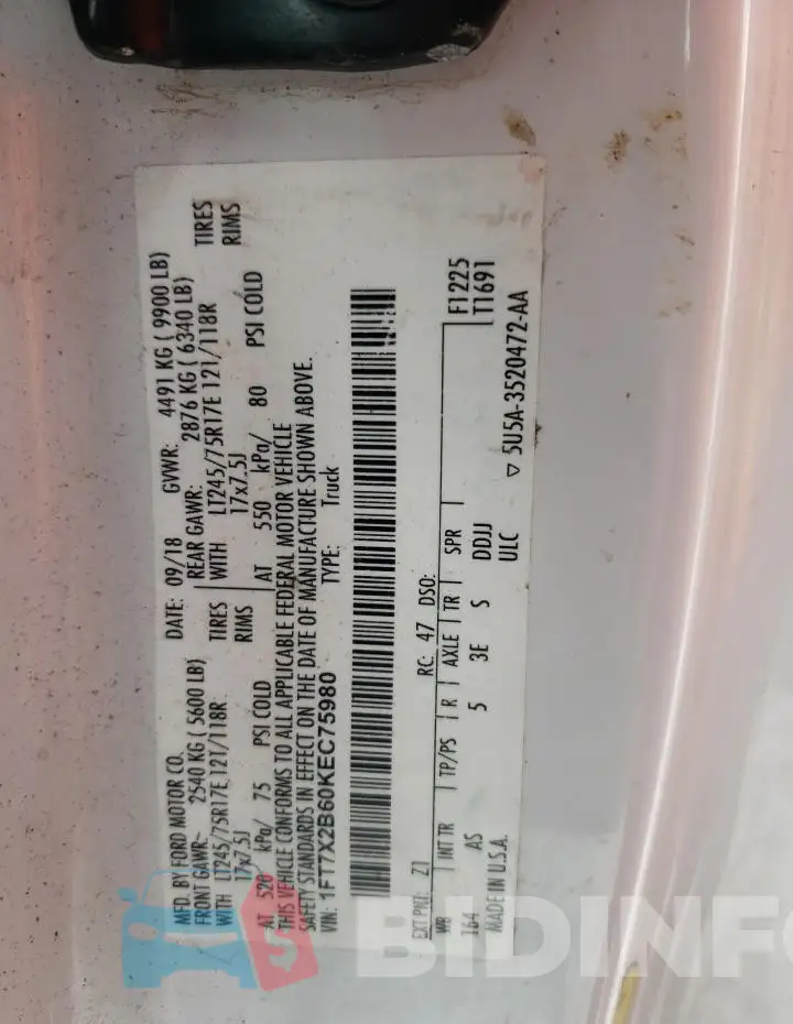 1FT7X2B60KEC75980 Photo# 12