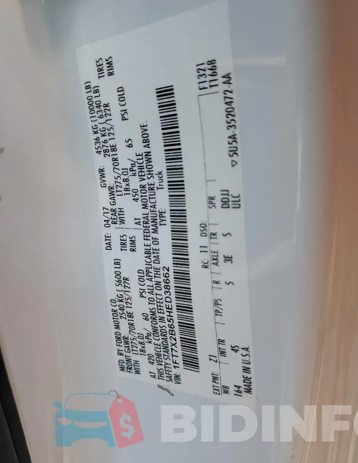 1FT7X2B65HED38662 Photo# 12