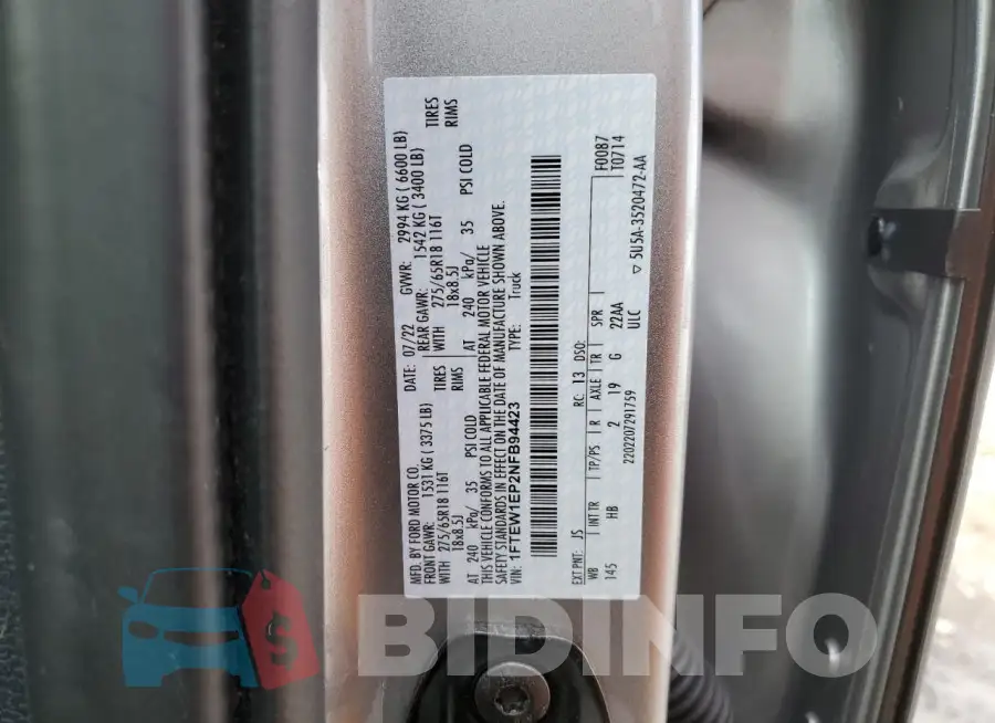 1FTEW1EP2NFB94423 Photo# 12