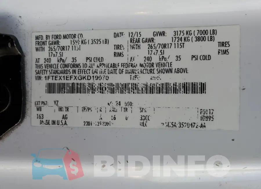1FTEX1EFXGKD19070 Photo# 12