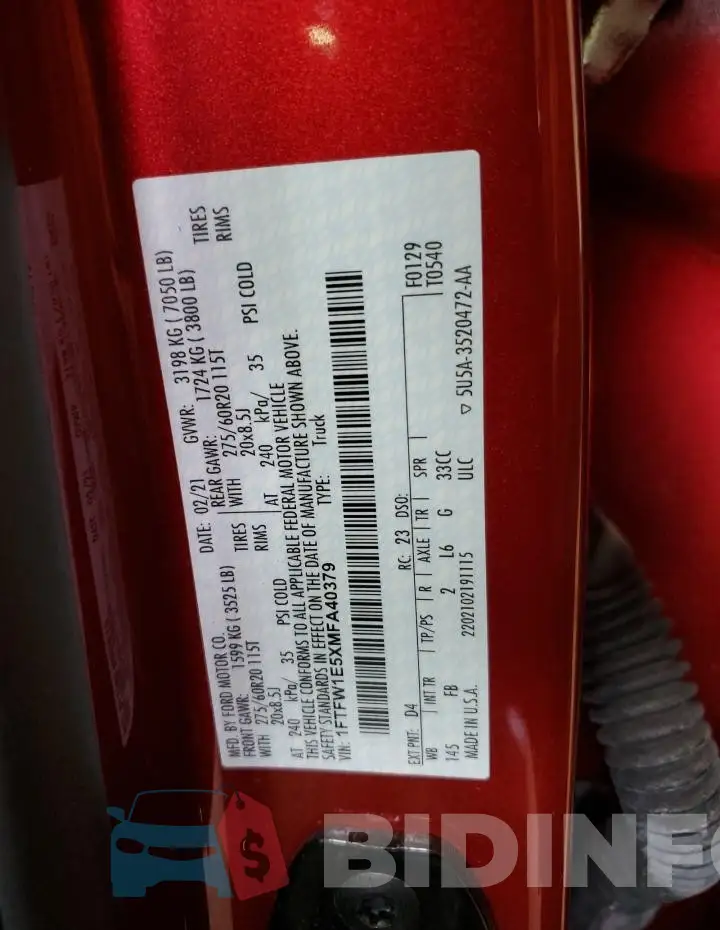 1FTFW1E5XMFA40379 Photo# 12